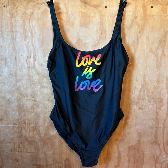 Sirena Black One Piece Pride Rainbow Love is Love Swimsuit - Picture 10 of 10